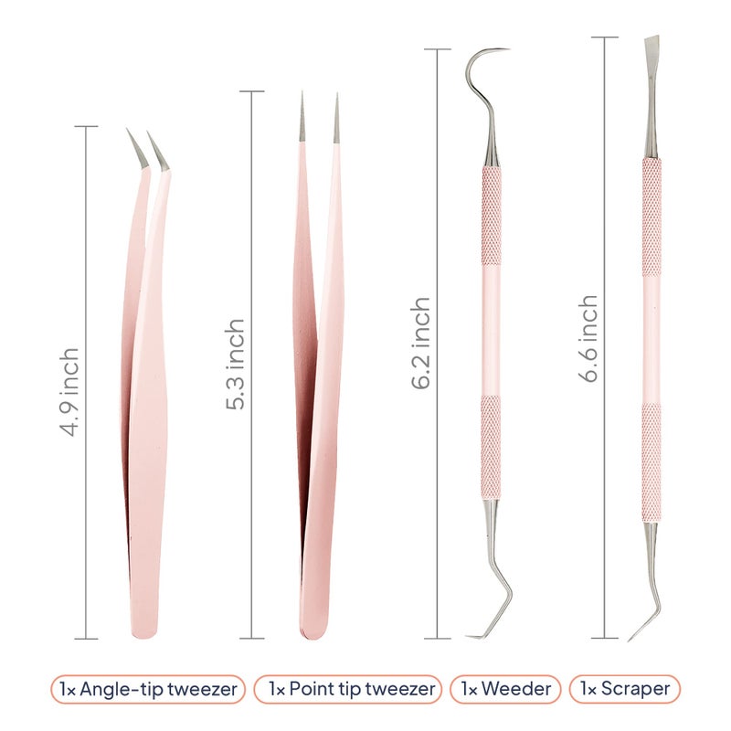 iVyne Premium Vinyl Weeding Tool Kit - Precision Stainless Steel Weeder - Hook and Pick with Fine Tweezers Crafting Set for Cricut Vinyl - by iVyne (Rose Gold) - Image 3